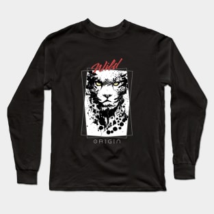 Cheetah Wild Nature Free Spirit Art Brush Painting Long Sleeve T-Shirt